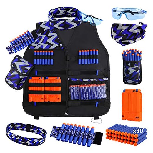Kids Tactical Vest Kit for Nerf Gun N-Strike Elite Series, Vest for Nerf Series with Refill Darts, Dart Pouch, Reload Clip, Tactical Mask, Wrist Band and Protective Glasses for 5-14 Year Boys Girls