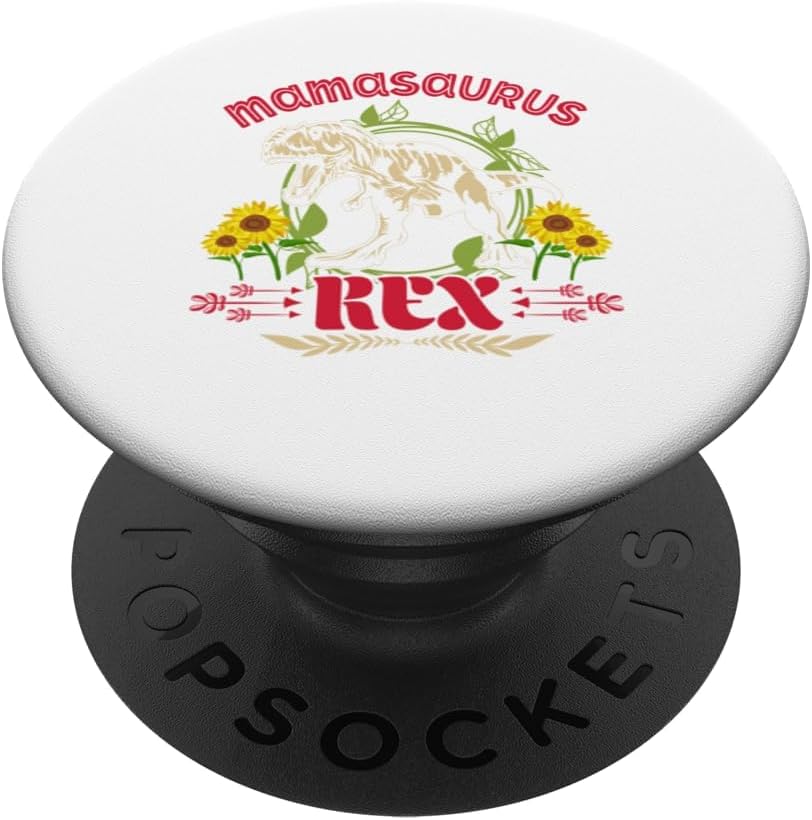 Mamasaurus Rex Dinosaur Dino Mother's Day Sunflower Funny PopSockets Adhesive PopGrip
