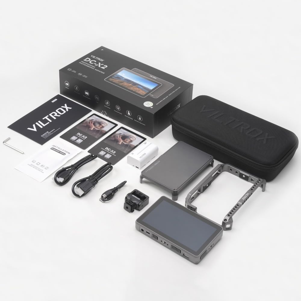 VILTROX DC-X2 6 Inch 2000Nits Camera Video Field Monitor with Rig Cage,Full HD 1920x1080 Touch Screen Director AC Monitor with 4K HDMI Loop in/Out 3D Lut RGB Parade Focus Peaking Full Waveform