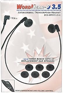 ECS WordHear-O 3.5 mm Transcription Headset with Antimicrobial Under-Chin Design