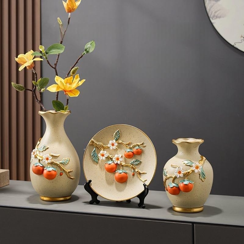 Vase en céramique pour herbe de la pampa : lot de 3 pour stabiliser vos bouquets secs beige