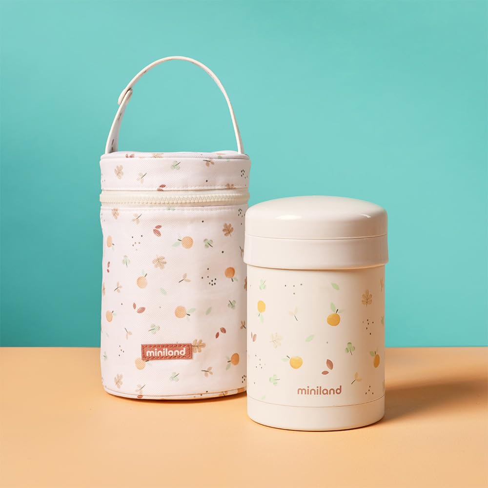 Miniland Thermetic Valencia 700ml. Thermos pour aliments solides, avec une double couche d'acier et des intérieurs hermétiques | Grand conteneur en acier inoxydable, isolation à double paroi, fermeture hermétique, comprend 2 récipients en plastique