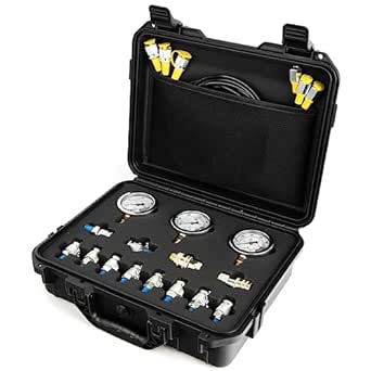 HARIPYER Kit Test Pressione Idraulica, 25/40/60MPa 3 Manometri, 6 Raccordi Di Prova 3 Tubi Di Prova Per Escavatori Macchine Edili Navi Miniera, Parti Di Escavatore Kit Manometro Idraulico - Foto 6