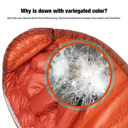 Mountaintop Down Sleeping Bag, 15F 650 Fill Power - Ultraligera Compacta Portátil para Senderismo y Camping para Adultos y Adolescentes miniatura 5