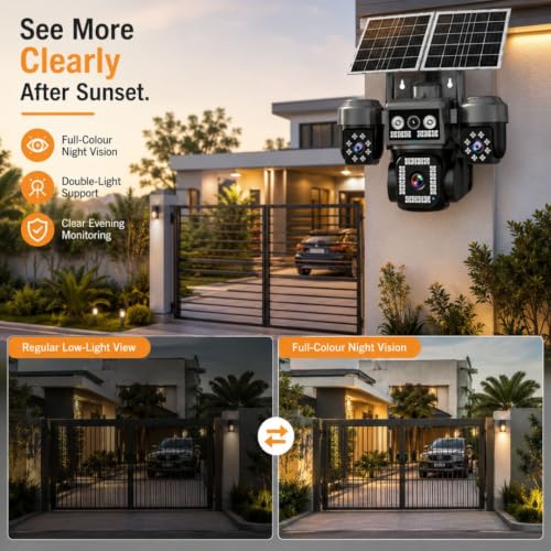 Image of Cybernautt X16A 4G Dual Solar Security Camera, 16MP Quad Lens, AI Human Detection, Dual Light Night Vision, Wire-Free, 10000mAh Battery, Two-Way Audio, Upto 128GB TF Card