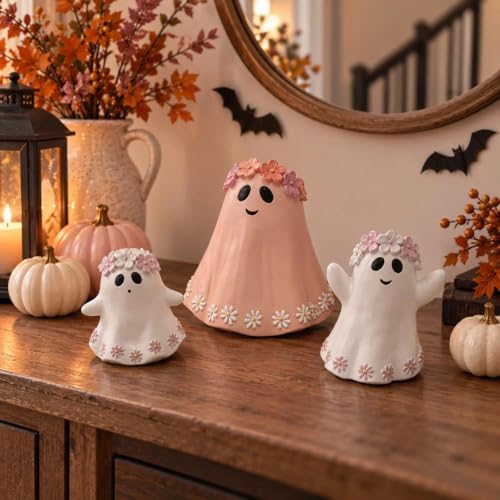 caiydramy 5.7" 3 Pcs Halloween Ghost Figurines, Cute Girly Table Decor - image 6