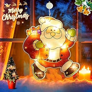 U/N Santa Claus Sucker LED LightsWindow Sucker Lamp Fairy String Light Window Decoration Christmas Hanging LED Lights-PoweredWaterproof Lights Decor for Christmas Party Tree Garden Bedroom-No Battery