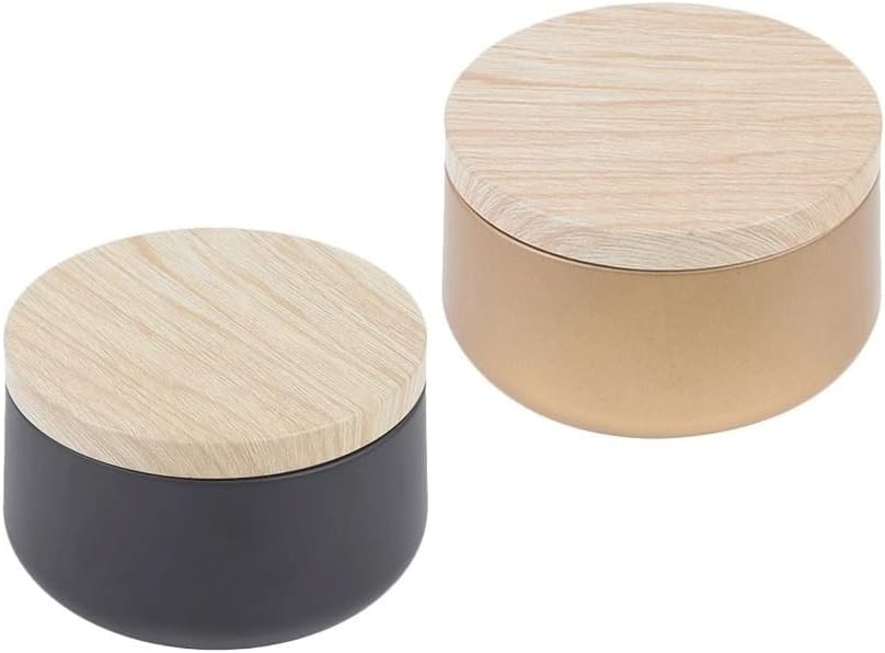Storage Boxes 2Pcs Delicate Tinplate Tea Can Round Sundries Storage Jars Jewelry Organizer Box