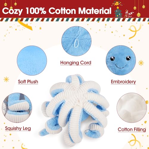 Image of DENTRUN Octopus Plush Toy, Cute Stuffed Animal in 5 Colors 4 Sizes for Gift | 7 /16 /24 /32 inch sizes, 5 vibrant colors, soft plush sea animal, giant gift for all ages, birthday /Xmas /Halloween