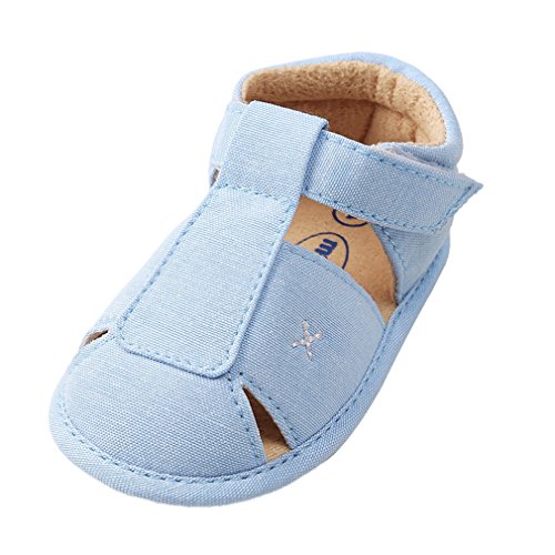 Infant Baby Boys Girls PU Leather Rubber Sole Summer Sandals First Walker Crib Shoes Blue