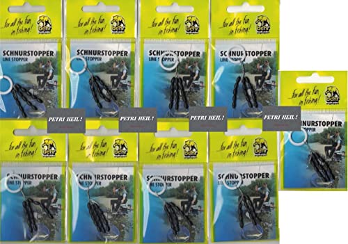 Set: 9 Packs of Behr (135pcs) Float Stopper Fishing Line Stopper Rubber Stopper Line Stopper Size Mini Small M by Behr + Free Petri Heil! Sticker (Mini for Line Thickness 0.15~0.24mm)