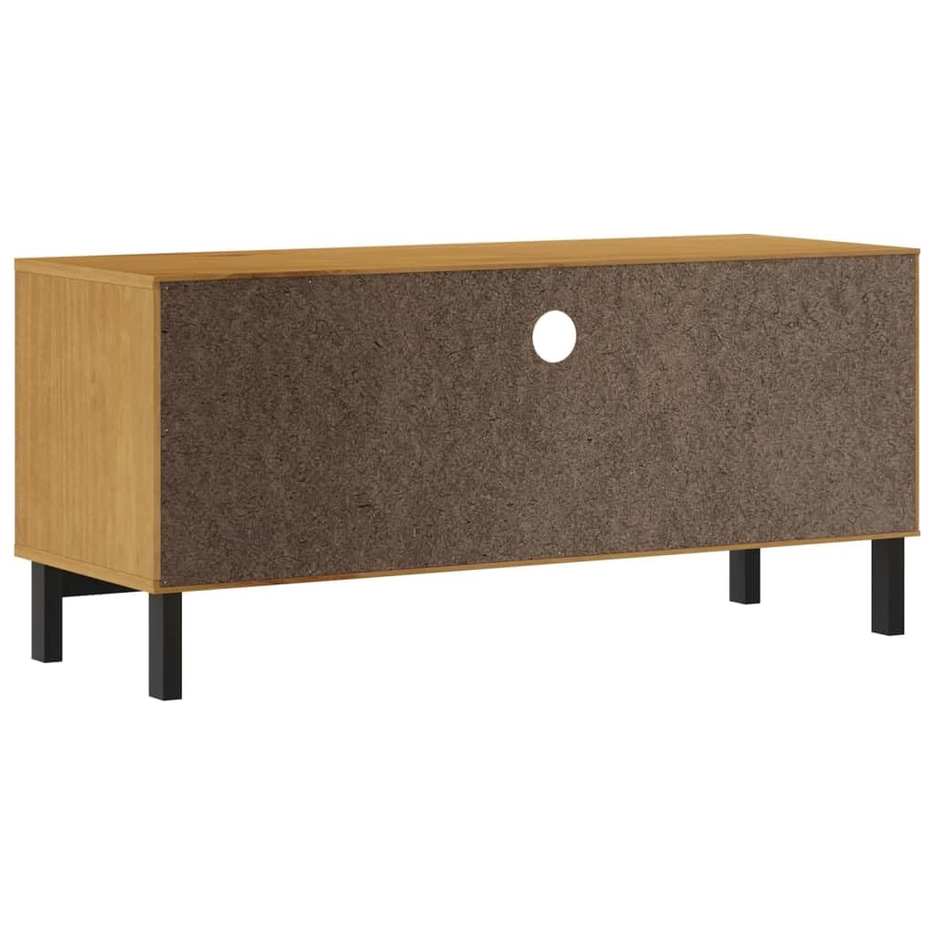 FLAM - Mobile per TV in legno di pino massiccio effetto rovere, 110 x 40 x 50 cm, con vano portaoggetti, cassetti, scomparti aperti e canalina per cavi, per soggiorno, home theater, camera da