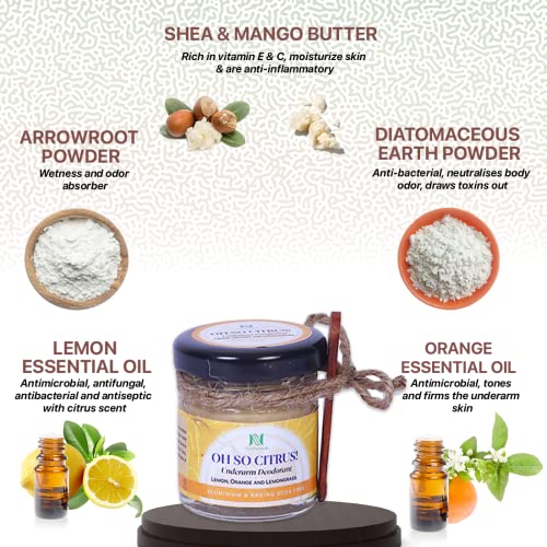 Image of Oh So Citrus Deodorant for Men & Women | Free from Aluminium and Baking Soda | Deo for Men, Deodorant Cream with Lemon, Orange and Lemongrass (30 g, Pack of 3)