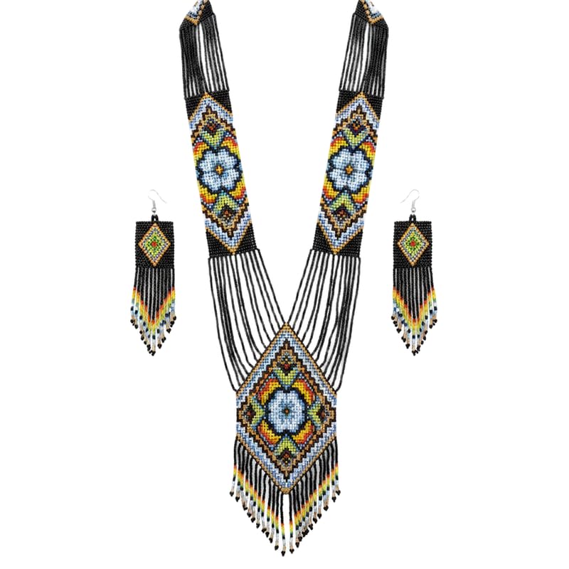 Collar ucraniano Gerdan y pendientes hechos a mano para regalar LKBEADS