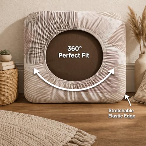 Image of STITCHNEST 'Contour Fit Series' Stretchable Printed Wooden Sofa Cover (Pack of 6) - Elastic Wooden Chair Cover | Wooden Sofa Seat Cover | Size - 20-21 x 20-21 x 3-5 in
