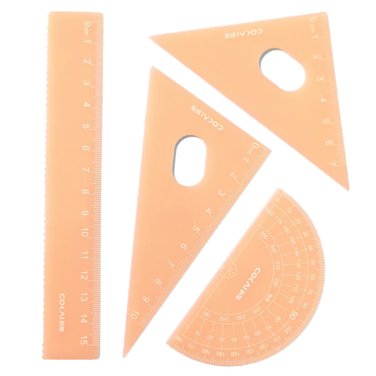 LuckyMoon 4 Pcs Jelly Color Geometry Rulers, Triangle Ruler Protractor ...