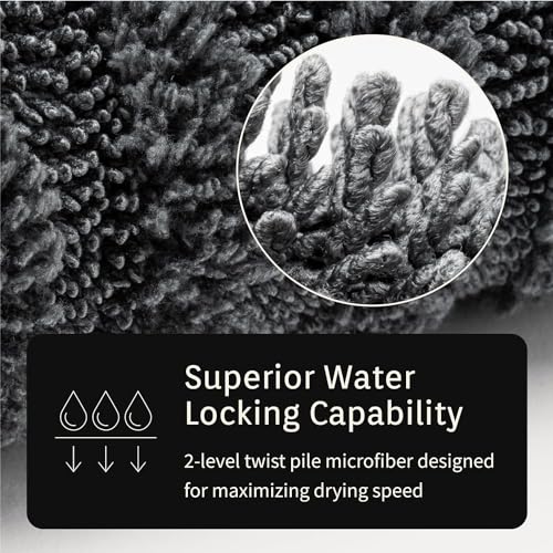Image of Auto Hub 1300GSM Microfiber Cloth for Car - Edgless & Dual Sided Microfiber Cloth - Lint & Streak Free Car Cleaning Cloth - Multipurpose Car Wash Cloth-Twisted Loop with Coral Fleece-3pc,60x40cm-Grey