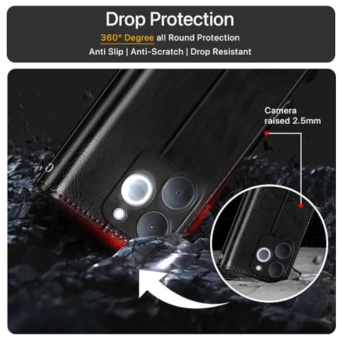 Image of WOW IMAGINE Shock Proof Flip Cover Back Case Cover for Realme Narzo 80 Lite 4G | Realme C71 5G (Flexible | Leather Finish | Card Pockets Wallet & Stand | Black)