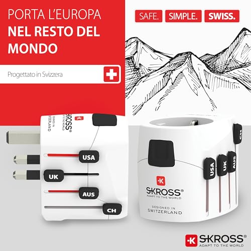 Image of SKROSS - 1.103145 | Pro | Universal Travel Adapter 2-3 Pole for Schuko. Voltage and Rated Power: 100V - 630W / 250V - 1575W - Protection against electric shocks