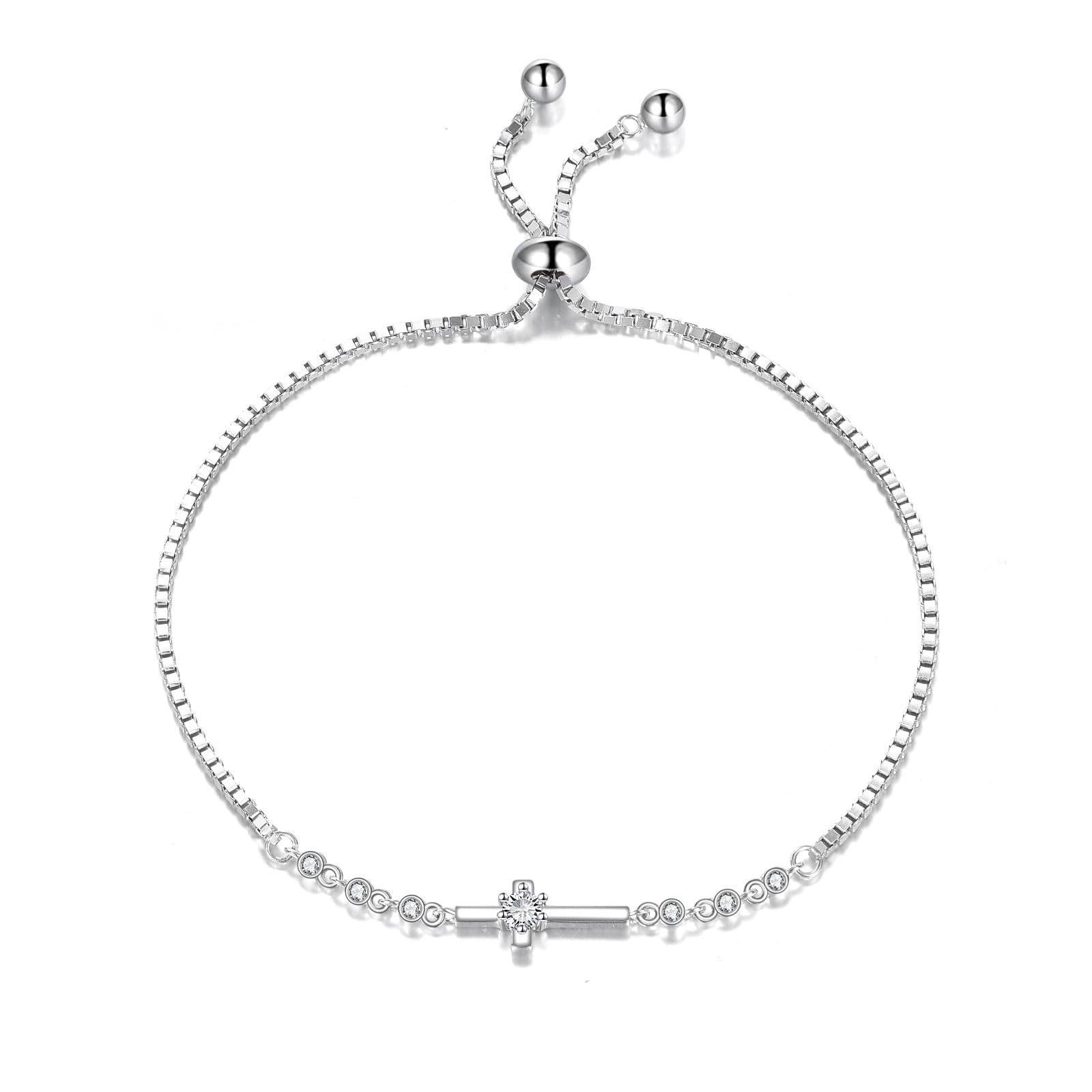 VONALA Bracciale da donna con croce in argento Sterling 925, in buona fede, regolabile, con croce per confermare l'anniversario di compleanno