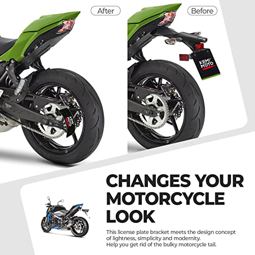 Image of KEMIMOTO Motorcycle License Plate Bracket Universal Curved Side License Plate Holder for Sportster Softail Dyna Sport Bike Compatible with Cruiser Iron 883 1200 Street Glide Forty Eight Sportster s