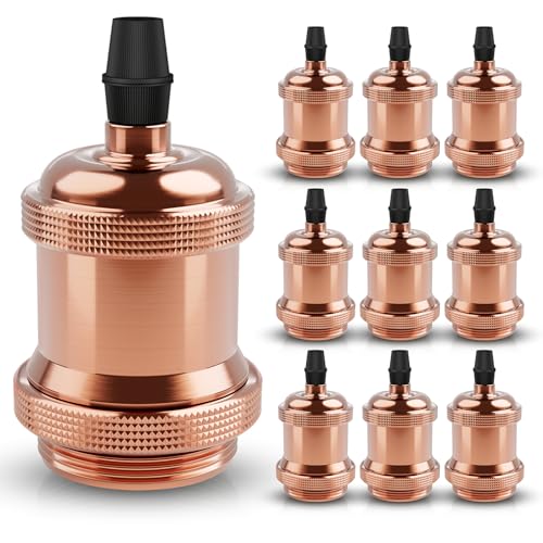 DiCUNO Vintage E27 douille de lampe, Edison retro suspension lampe, Solide céramique adaptateur, 10 Pièces or rose socket