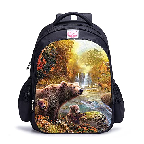 Sac à dos ours imprimé 3D cartable unisexe de 16 pouces pour ados et adultes