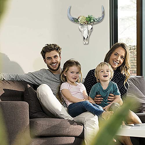 Gaofan Bull Skull Wall Sculptures, Hanging Succulent/Flower Wall Decor, Resin Cow Skull Decor Ornament, For Farmhouse Home Office Decorations,Succulent,Large #TOP3