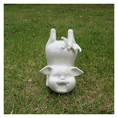 Statue cochon porcelaine blanche petit cadeau artisanal pour table de bureau