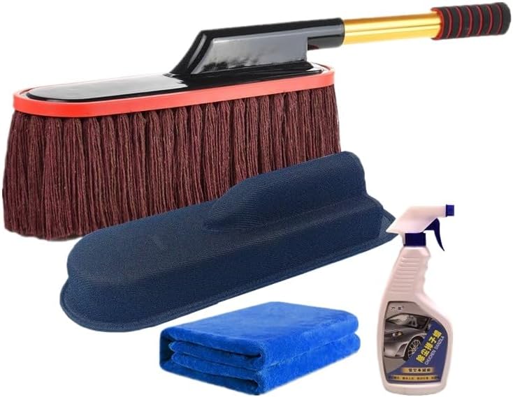 Duster car mop Cotton Thread Wax mop Wax Brush dust Sweeping Cleaning Supplies Cleaning Tools (White Wax Brush Brush Box Duster Wax)