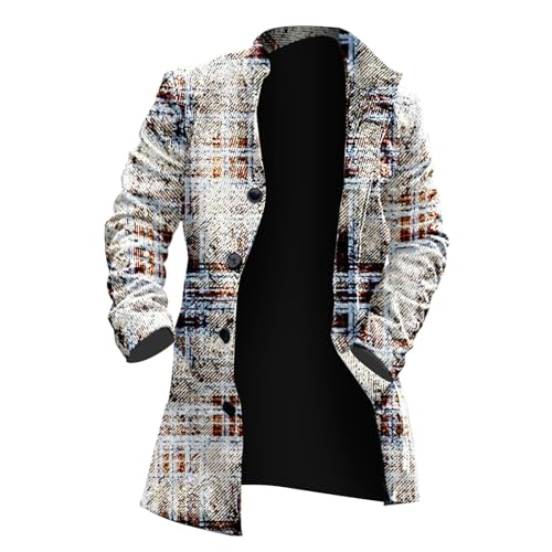 GOKKILRW Men Notched Lapel Single Breasted Trench Coat Winter Wool Blend Pea Coat Oversized Warm Business Jackets Windbreaker4