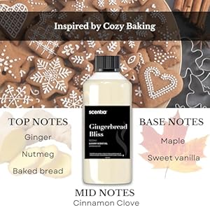 Gingerbread Bliss Fragrance Oil 500 ml | Cozy Christmas Scent with Ginger, Nutmeg, Cinnamon & Vanilla | Perfect for Diffusers, Candles, Soap Making & Holiday Decor | Made in USA Gingerbread Bliss Fragrance Oil 500 ml Cozy Christmas Scent with Ginger Nutmeg Cinnamon Vanilla Perfect for Diffusers Candles Soap Making Holiday Decor Made in USA