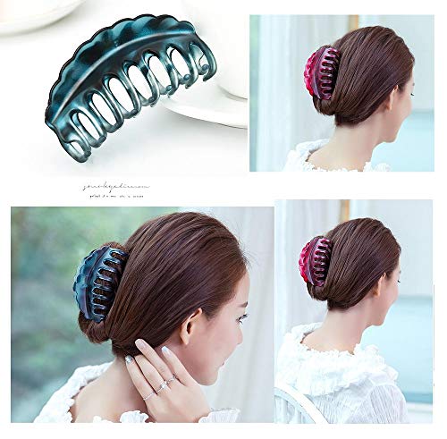 Rosette Hair Premium Chic Styling Hair Claw Clip, Strong Holding Power Hair Clips Clamps Indoor Outdoor Hair Grip Hairpins Hairgrip for Women and Girls Hair Barrettes For Thick Hair (Blue)