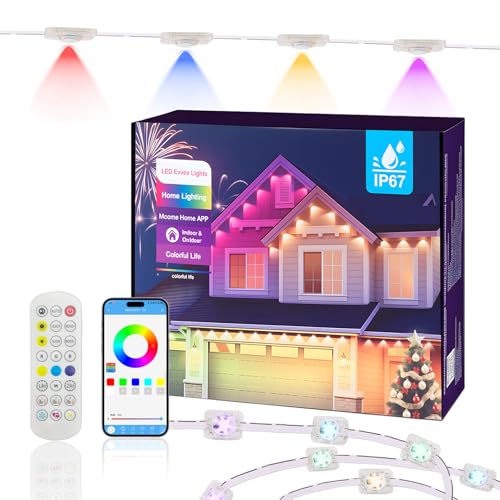 Joellfuner Permanente Außenbeleuchtung Outdoor, 30M Smart RGBIC Außenleuchten, Wasserdicht Trauflichter mit Mehreren Szenenmodi, APP & Fernsteuerung für Weihnachten Poolpartys Hausdachbeleuchtung