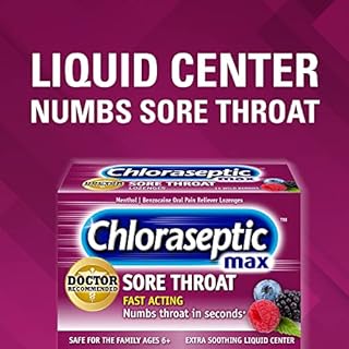 Chloraseptic Max Strength Sore Throat Relief Lozenges, Wild Berry, Drops with Liquid Center to Numb Sore Throat, 15 Count, Pack of 3