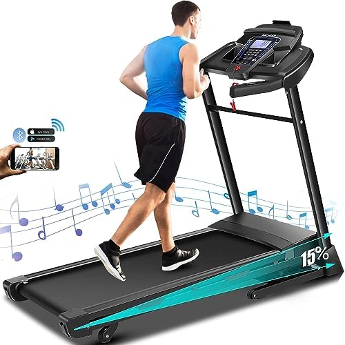 FUNMILY Treadmill with Auto Incline, 3.25HP Folding Treadmills for Home 300 lbs Weight Capacity, Smart App Control Running Machine, Shock Absorption System, Bluetooth Audio Speaker, LED Display