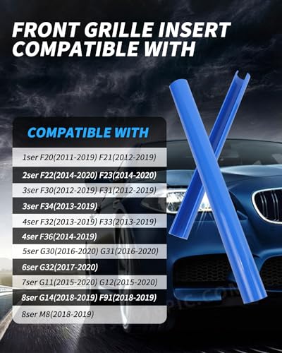 Image of F30 Front Grille Trim, M-Sport V Brace Grille Inserts Stripes Trim Compatible with BMW 3 Series 4 Series F30 F32 320 328i 330 335 428 435 Front Grille Inserts 2pcs (blue)