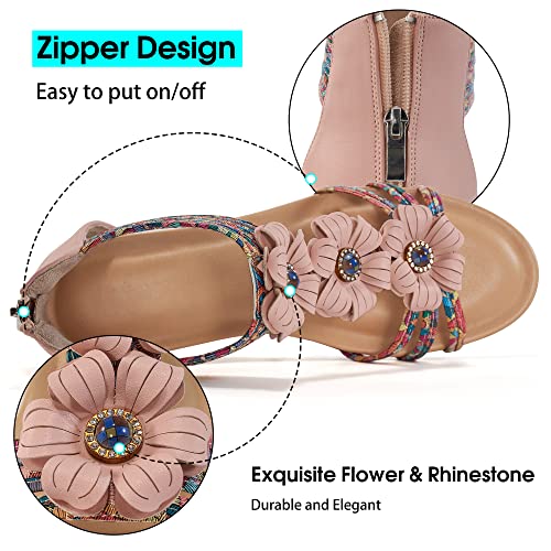 FUDYNMALC Sandals Womens Wedge Shoes: Comfortable Dressy Wedges Sandal with Zipper Summer Gladiator Sandals Open Toe4