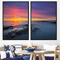 2 Piece Framed Canvas Wall Art Sunset Canvas Prints Home Artwork Decoration for Living Room,Bedroom - 16