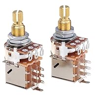 These pots are widely used guitar tone and volume controls, good to coil tapping, phase switching, kill switches etc.Metric sized pots mostly use in import guitar or Asia made guitar 6mm knurled split brass shaft fits a coarse-knurled (18-spline) kno...