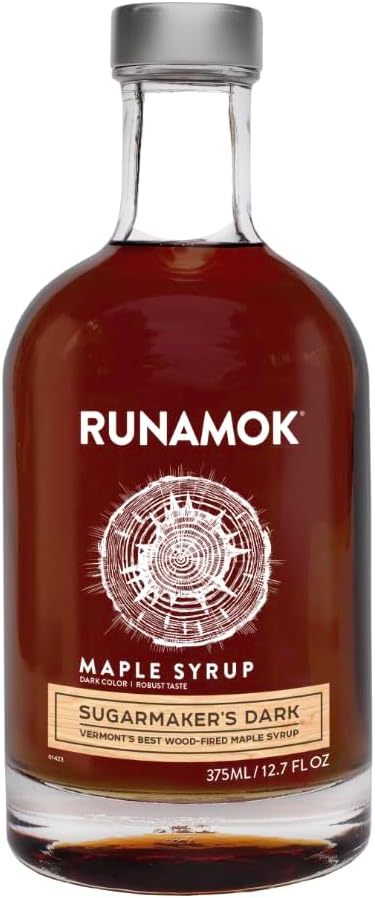 Runamok Maple Syrup Sugarmaker's Dark - Grade A Vermont Maple Syrup, Dark Color, Robust Taste | Pure Wood Fired Maple Syrup & 100% Natural | Classic Breakfast & Pancake Syrup | 12.68 Fl Oz (375mL)