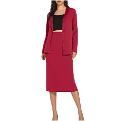 Women 2 Piece Business Suit Elegant Button Down Blazer Jacket and Skirt Sets Work Formal Office Clothes Suits