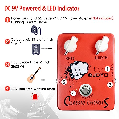 Image of JOYO Classic Chorus Guitar Pedal, Crisp & Transparent Analog Chorus with 12-String Simulation for Electric Guitar, True Bypass (JF-05)