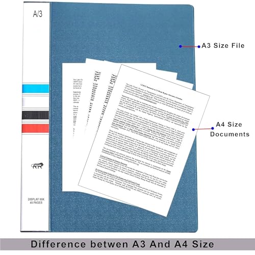 Image of TULMAN 2 Pack 20 Pockets Bound A3 Size Presentation Display Book Portfolio File Folder Presentation Binders with Plastic Clear Sleeves Document Organizer for School Office (Assorted Color)