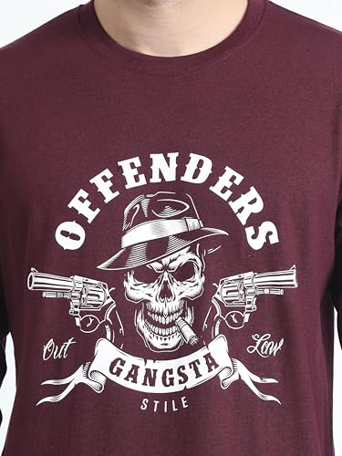 Image of OFFENDERS Mens Exclusive Graphic Printed Round Neck Full Sleeve Premium Tshirt 100% Cotton (Pack of 1)