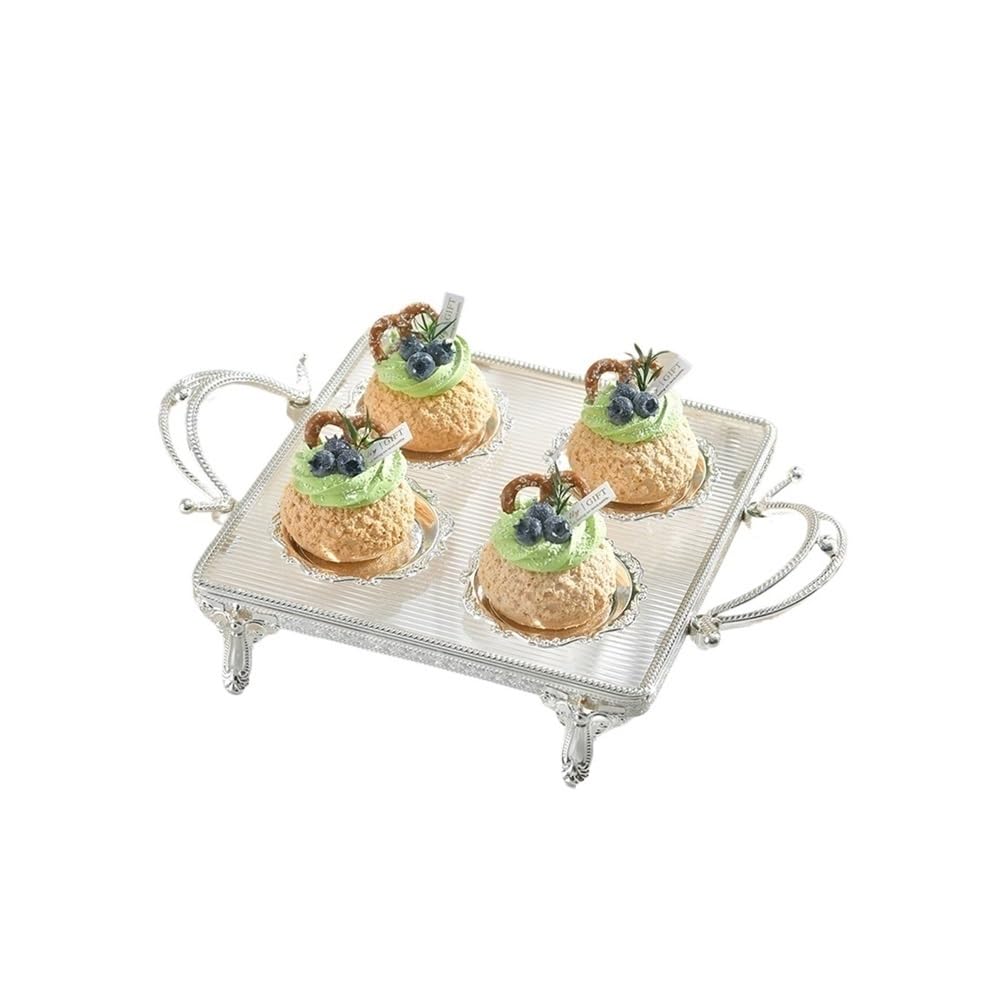 Assiette à pâtisserie en métal argenté de qualité supérieure taille L