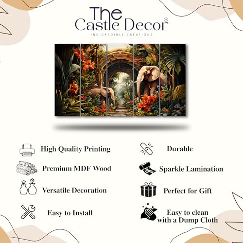 Image of The Castle Decor nature animal painting with frame Big Size 27x48 Wall art for living room,Bedroom,Drawing room,Hotels-Wooden Framed-738
