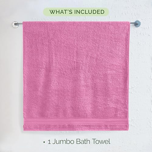 Image of Elegant Comfort Three Line Popcorn Towel Set for Bathroom 35 x 70 inches, Premium Hotel Quality 1-Pack Jumbo Towels, 100% Turkish Cotton, Soft and Durable, Quick Dry and Highly Absorbent, Light Pink