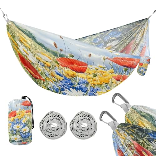 ATTX Beautiful Spring Flowers Camping Hammock - Lightweight & Portable Hammocks, Heavy Duty 330lbs Capacity for Indoor, Hiking, Backpacking, Travel, Backyard, Beach#57