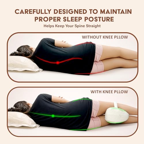 Image of Orthopedic Knee Pillow for Side Sleeping White - (2 Year Warranty) Adjustable Strap, Memory Foam Washable Zip Cover, Sciatica Pain Relief, Hip, Back & Knee Support, Knock Knee Pillow Support
